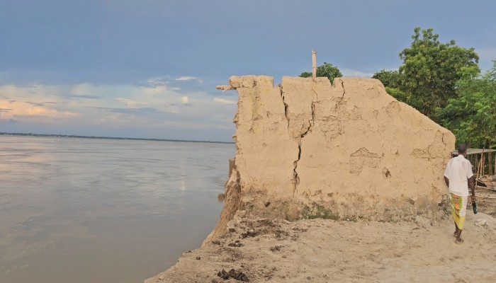 বছর না ঘুরতেই আবারও তীব্র ভাঙন  গোদাগাড়ীর পদ্মা নদীর তীরবর্তী এলাকায়